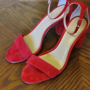 Banana Republic red suede open toe high heals with ankle strap